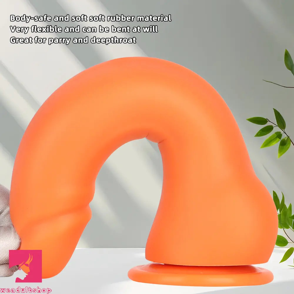 9.44in Manual Thick Upturned Silicone Soft Big Dildo For Anal Vaginal Cock