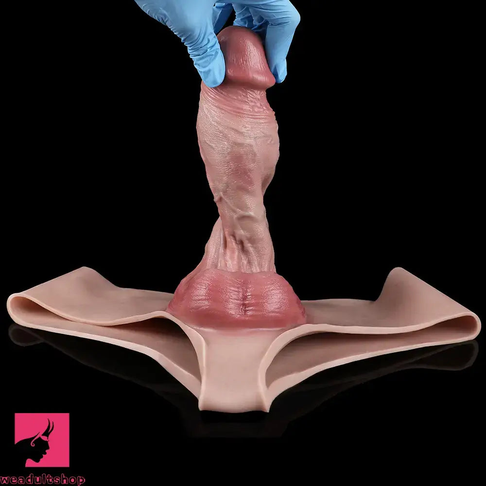 9.29in Silicone Dildo Leather Pants Strap on Lifelike Cock Skin Feeling Dildo