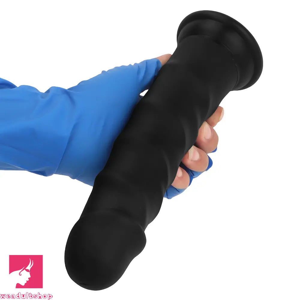 6.69in 8.46in 9.84in Black Mushroom Head Silicone Soft Dildo For Sex