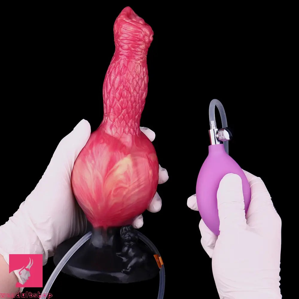 8.54in Fantasy Knotted Silicone Soft Big Dildo Ejaculating Penis Cock Toy