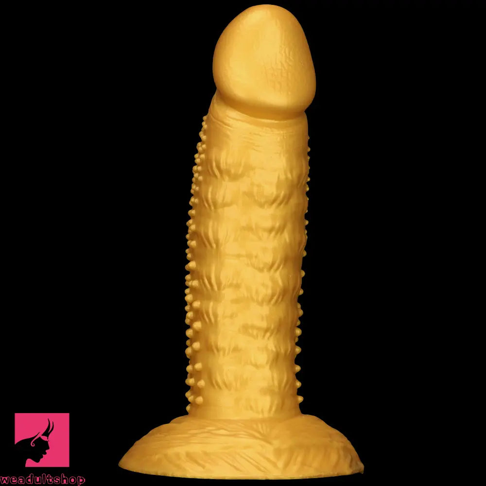 .48in 9.05in 10.62in 12.59in 14.17in Golden Soft Wolf-tooth Spiked Dildo