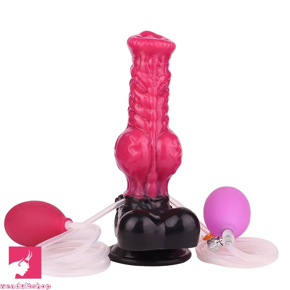 8.26in Horse Knotted Silicone Soft Big Dildo Ejaculating Penis Sex Toy