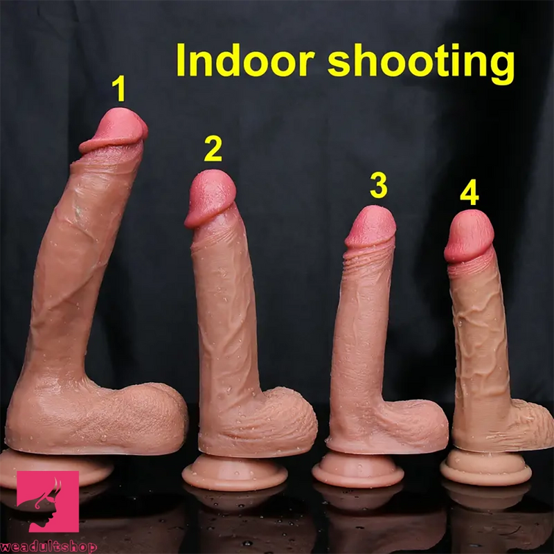 7.5in 8.46in 9.84in Lifelike Double Layer Silicone Dildo Anal Prostate Toy