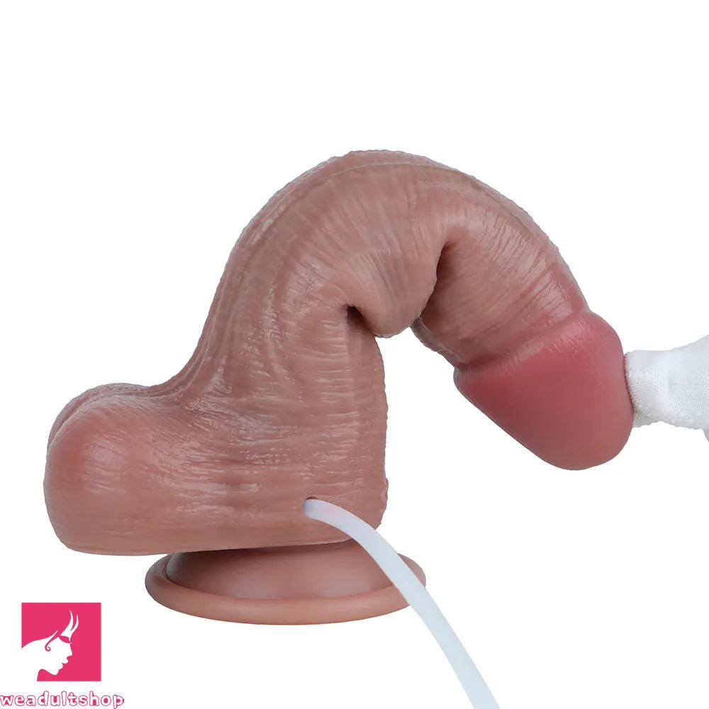 8.46in Dual Layer Silicone Strap on Ejaculating Dildo Role-Play Real Dildo