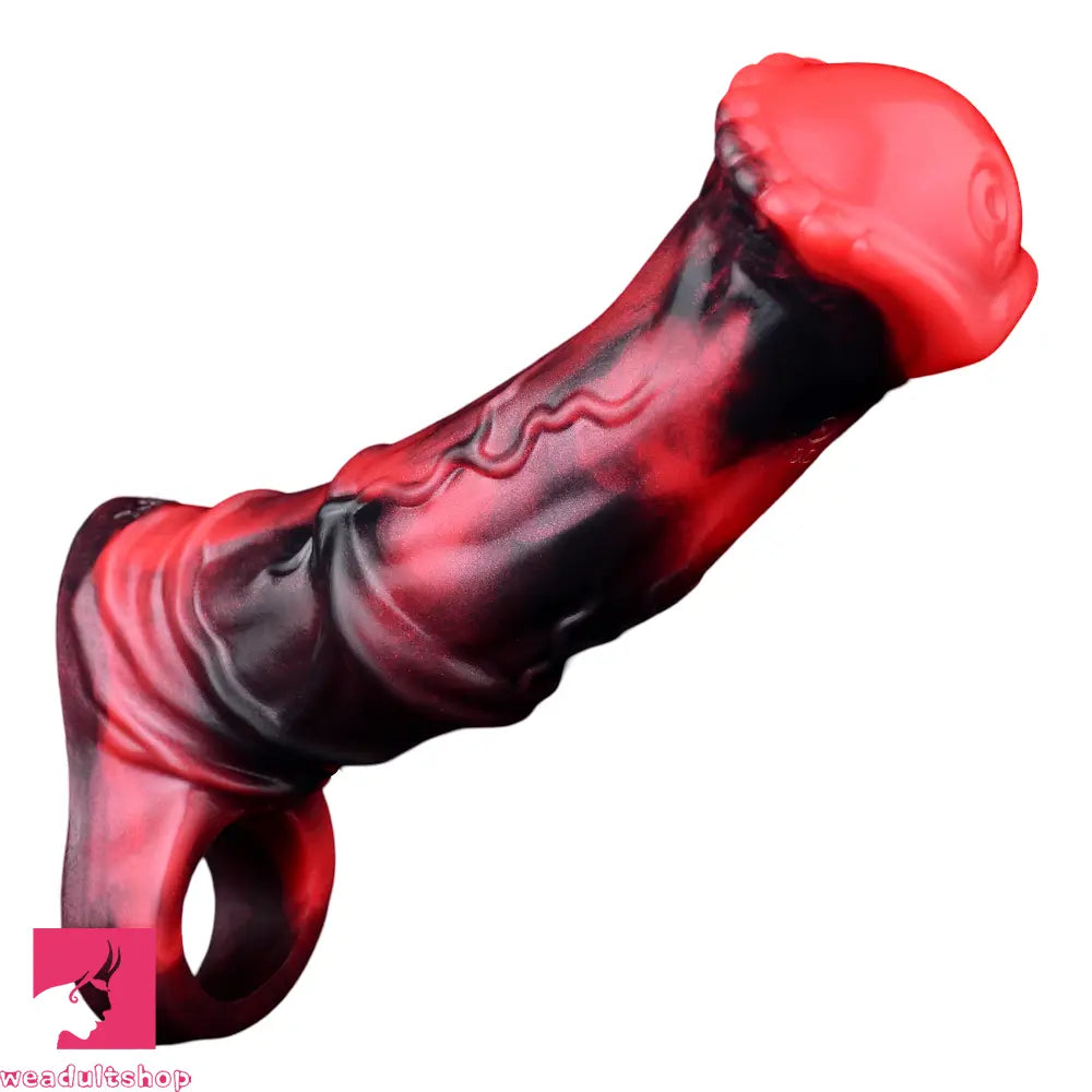 5.58in 7.17in Silicone Horse Penis Sleeve Cock Ring Hollow Vibrating Dildo