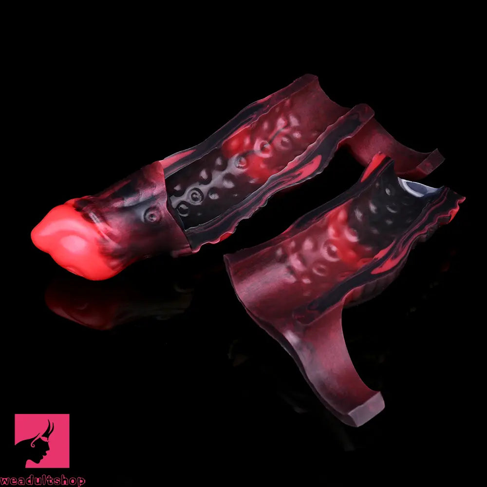 5.98in 7.09in Silicone Tentacle Cock Sleeve Knot Vibrating Hollow Dildo