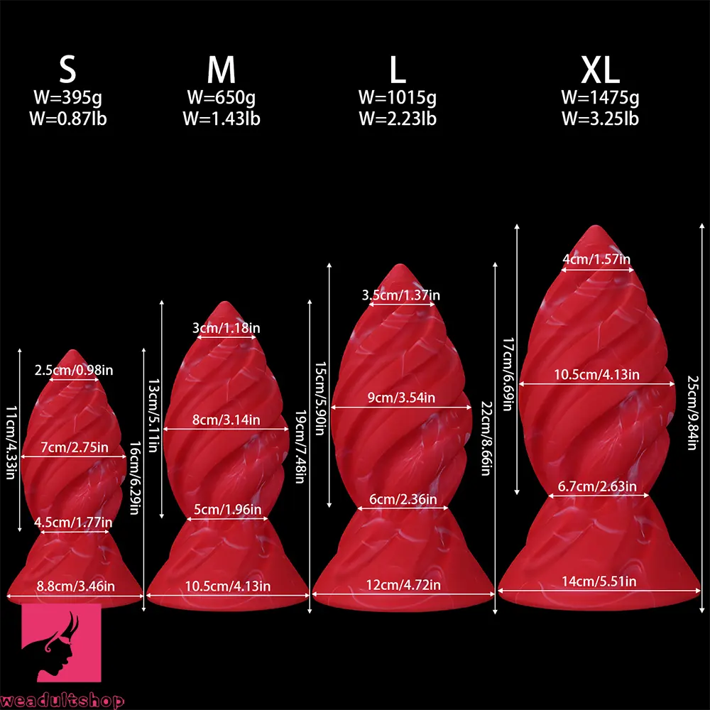 6.29in 7.48in 8.66in 9.84in Fantasy Spiral Butt Plug Dildo Lightweight Cock Toy
