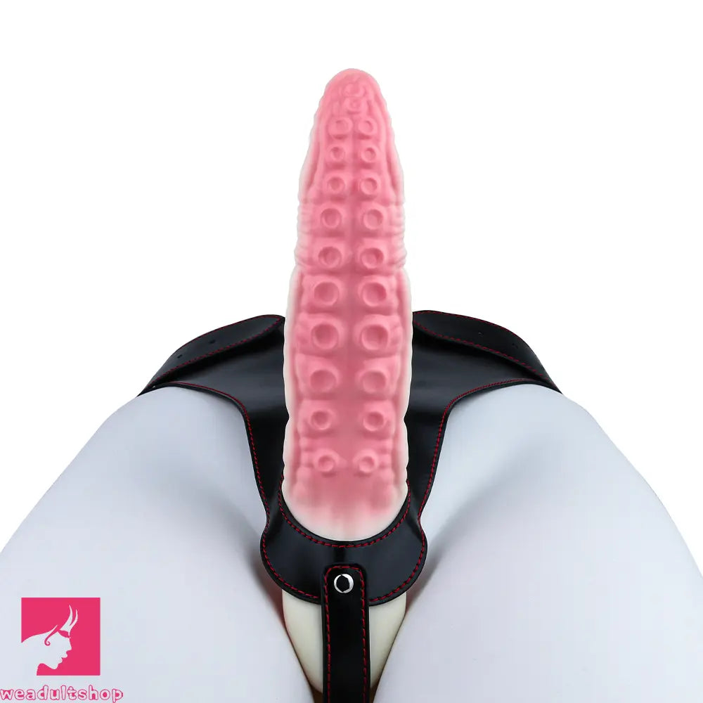 6.5in Tentacle Strap on Vibrating Dildo Natural Curved Soft Cock Toy
