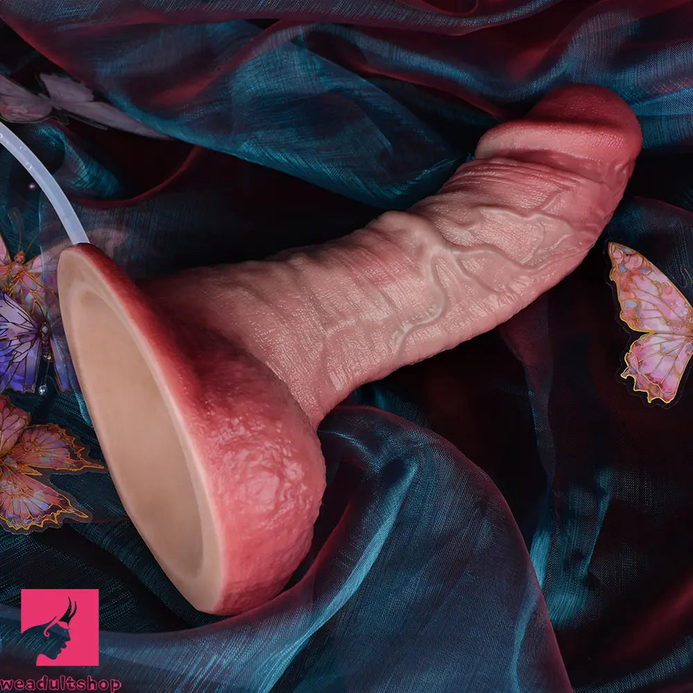 7.36in Realistic Vessel Texture Dual Density Silicone Ejaculating Dildo