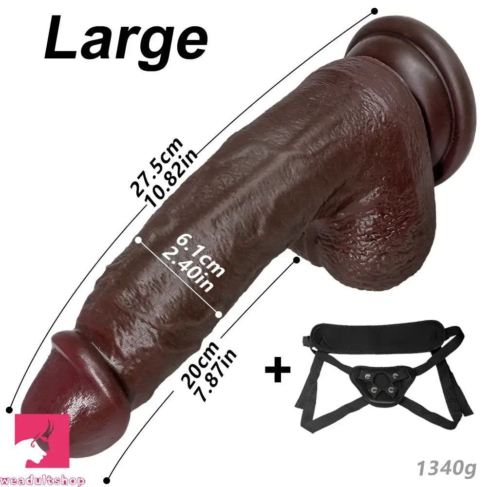 7.87in 9.05in 10.82in Strap on Real Lifelike Soft Dildo With Exposed Glans