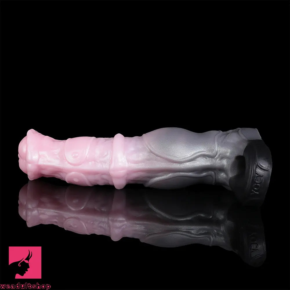 7.48in Horse Cock Silicone Sleeve Soft Leather Armor Design Hollow Sleeve
