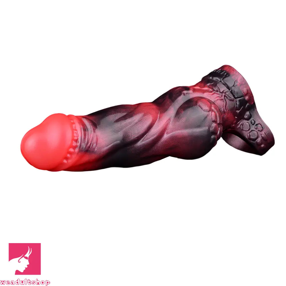 7.17in Silicone Dog Cock Sleeve Knot Vibrating Automatic Hollow Soft Dildo