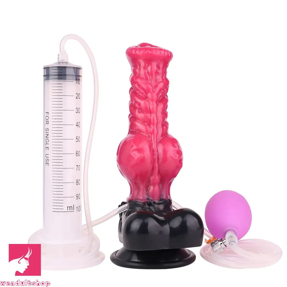 8.26in Horse Knotted Silicone Soft Big Dildo Ejaculating Penis Sex Toy