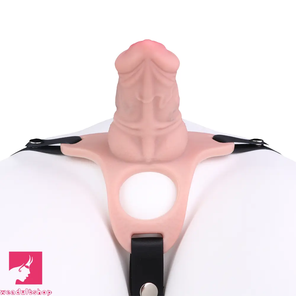 3.54in Silicone Soft Real Penis Cage Strap on Chastity Dildo With Lock