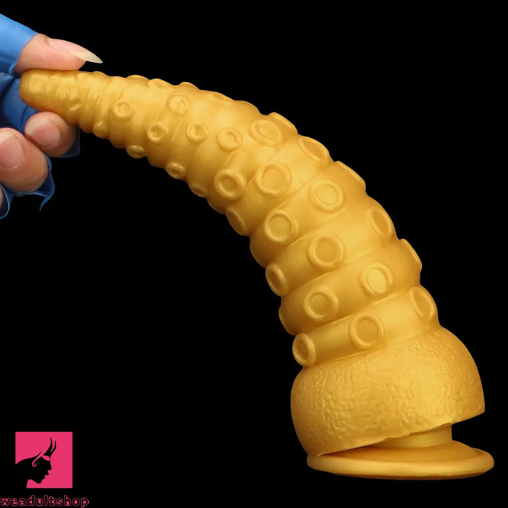6.1in 6.88in 8.26in 8.66in Gold Silicone Multi-size Octopus Thick Sex Dildo