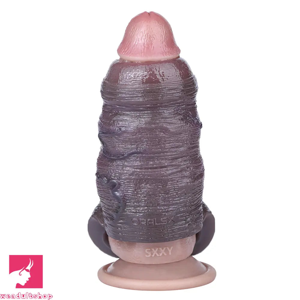 4.05in 4.8in 5.39in Platinum Silicone Penis Dildo Sleeve Male Wearable Toy