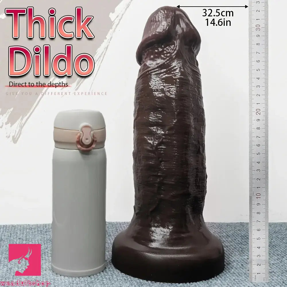7.08in 8.85in 11.02in 12.79in Realistic Thick Big Soft Silicone Ebony Dildo