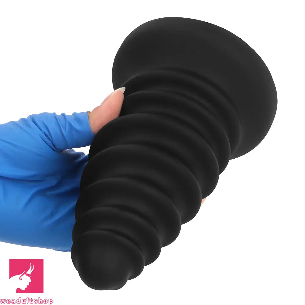 4.92in 5.7in 6.69in 7.48in Black Silicone Screws Anal Dilator Cock Dildo