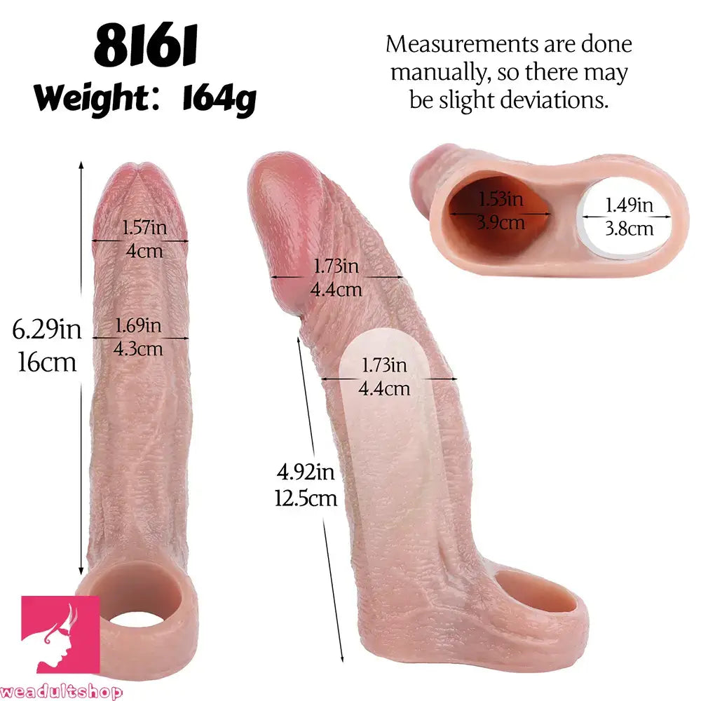 6.29in Real Feeling Skin Silicone Soft Dildo Sleeve For Durable Long Time Use