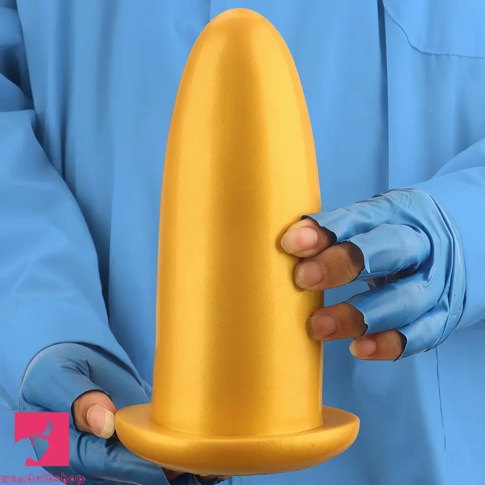 4.72in 5.7in 7.08in 8.26in Gold Silicone Soft Thick Missile Design Dildo Toy
