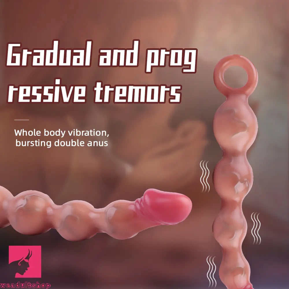 10.8in Big Vibrating Silicone Soft Pulling Beads Odd Dildo With 3 Motors Weadultshop