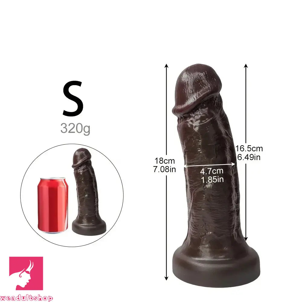 7.08in 8.85in 11.02in 12.79in Realistic Thick Big Soft Silicone Ebony Dildo