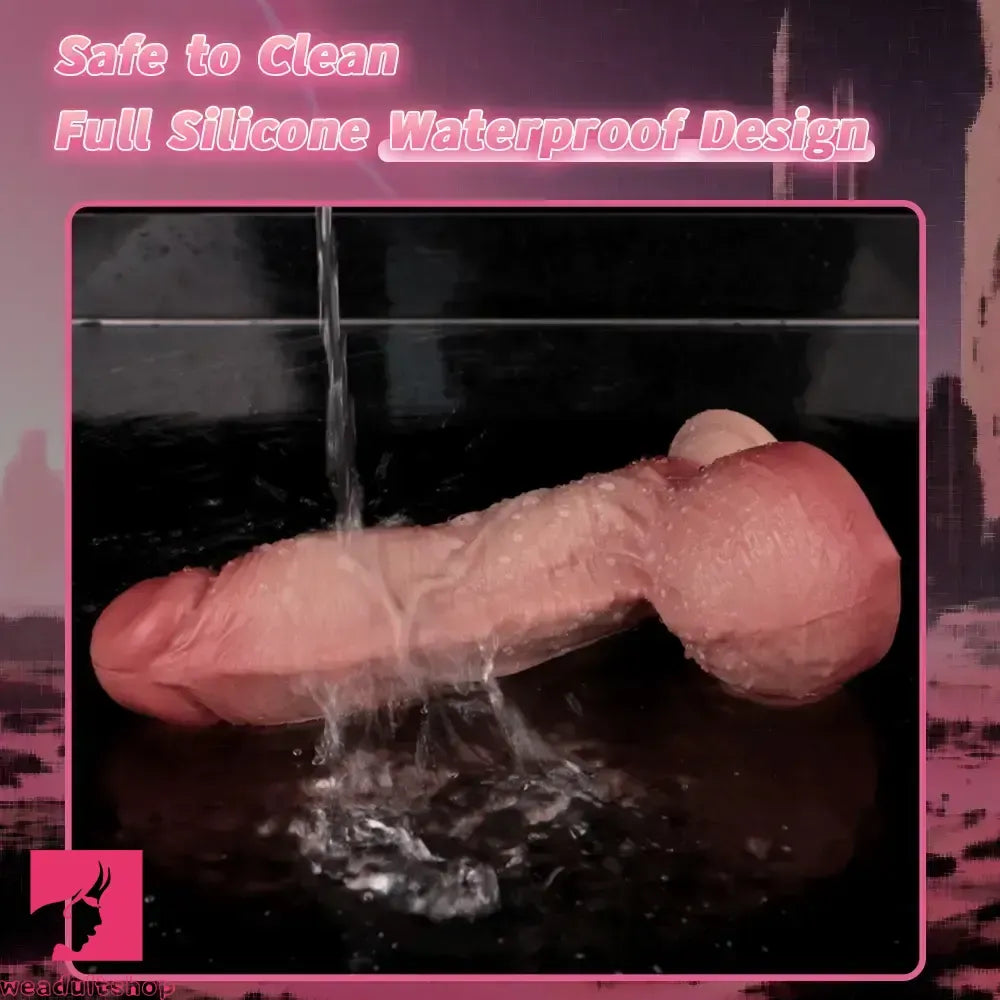 7.95in Double-layer Liquid Silicone Skin-like Soft Dildo Orgasm Cock Toy