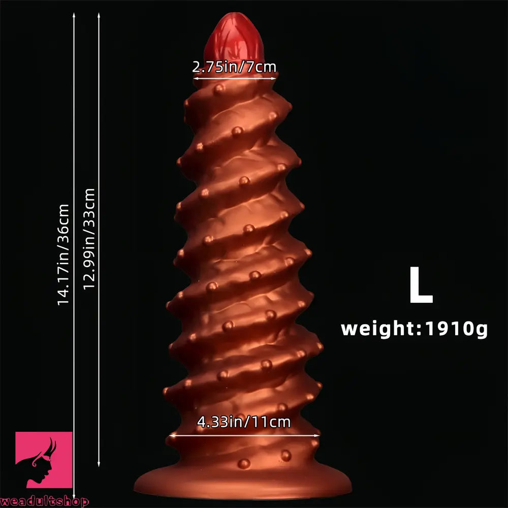 10.43in 12in 14.17in Extra-Big Long Threaded Silicone Sharp Head Dildo