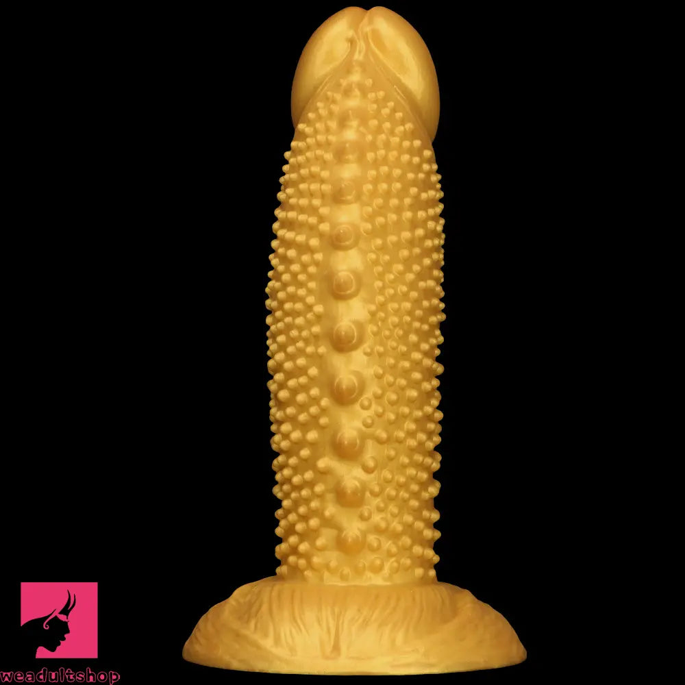 .48in 9.05in 10.62in 12.59in 14.17in Golden Soft Wolf-tooth Spiked Dildo