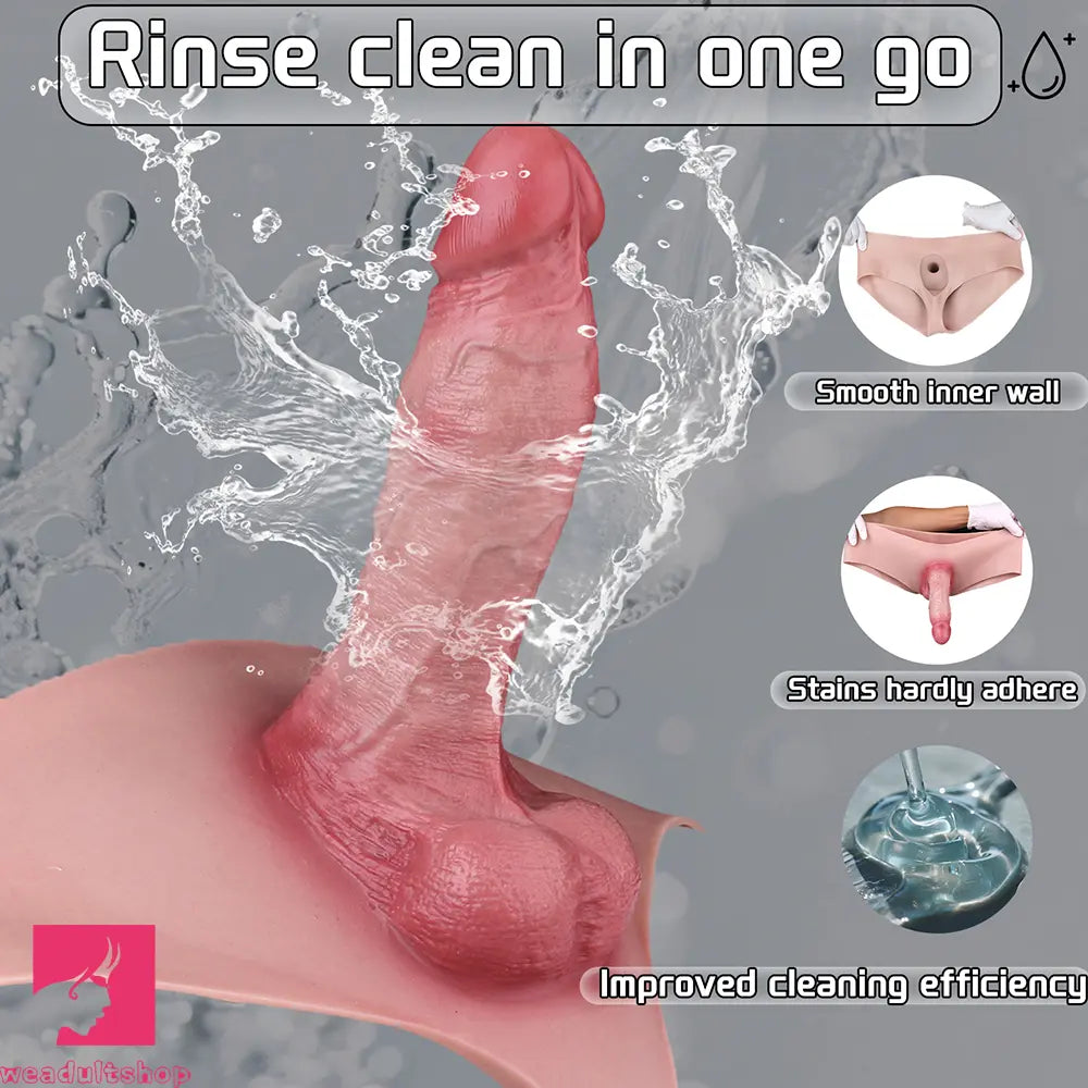 6.65in Silicone Realistic Feeling Strap on Dildo Pants Hollow Penis Sleeve