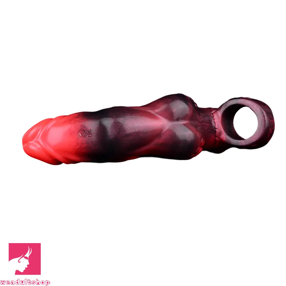 7.17in Silicone Dog Cock Sleeve Knot Vibrating Automatic Hollow Soft Dildo