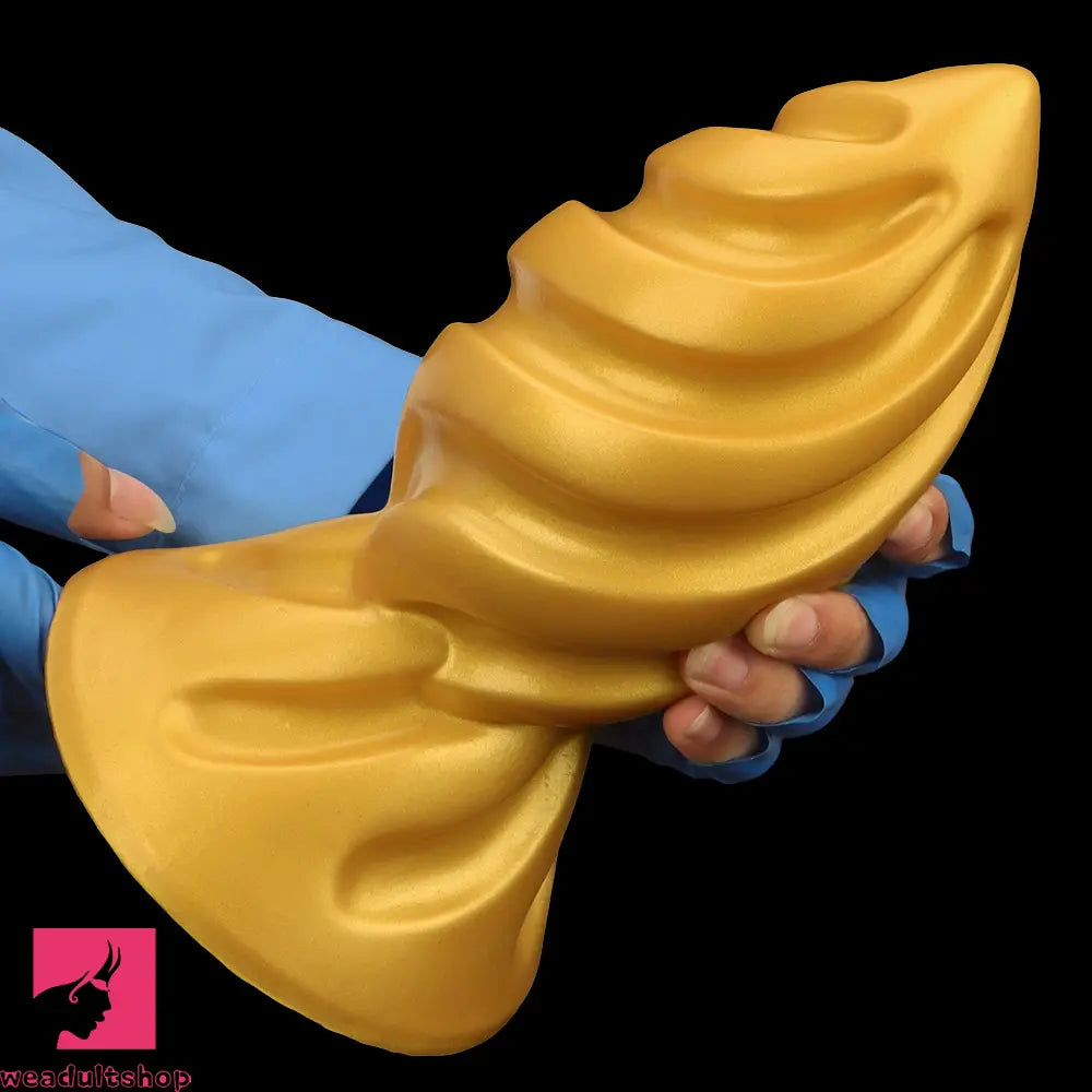 6.49in 7.67in 9.05in 9.84in Golden Silicone Spiral Thread Women Dildo