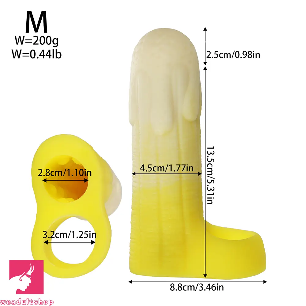 5.11in 5.31in 5.51in Banana Fantasy Hollow Dildo Sleeve Liquid Silicone Sleeve