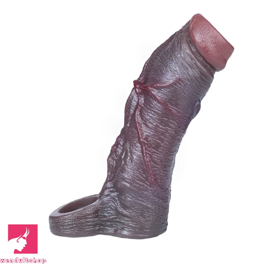 6.89in Platinum Silicone Real Feeling Dildo Sleeve Stretchy Penis Sleeve Ring
