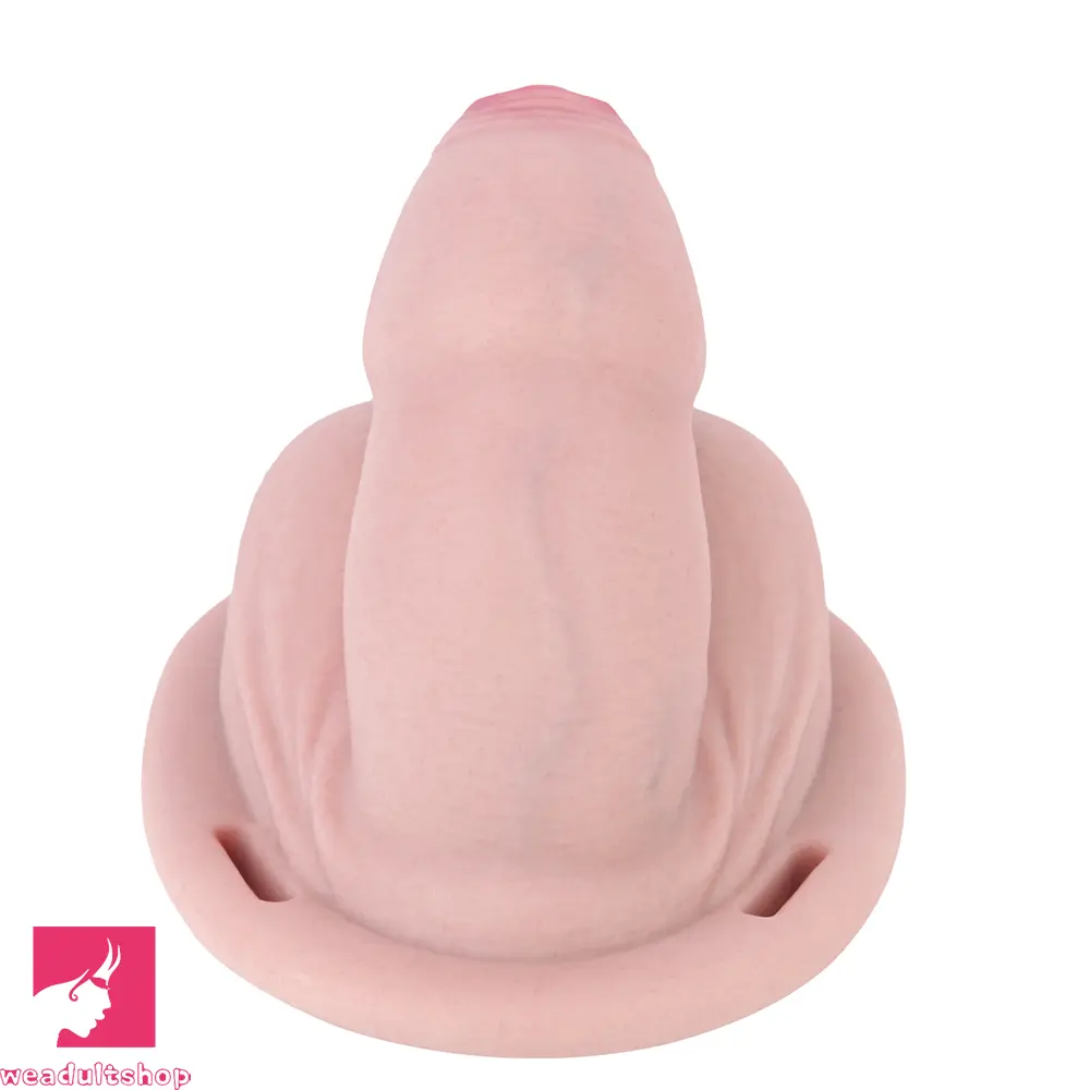 5.11in Real Hollow Chastity Cage Dildo Uncut Glans Couples Masturbator