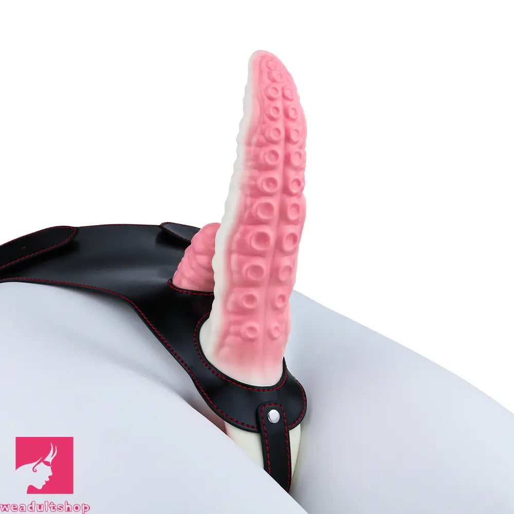 6.5in Tentacle Strap on Vibrating Dildo Natural Curved Soft Cock Toy