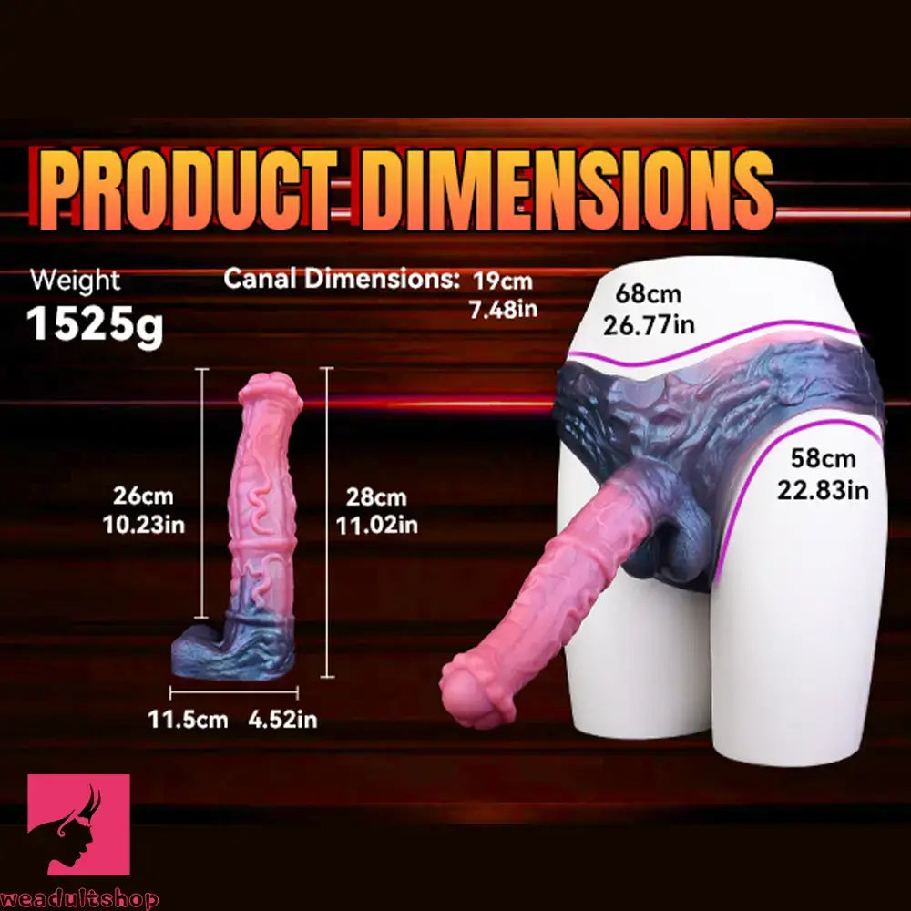 11.02in Horse Cock Hollow Soft Dildo Leather Panty Animal Penis Sheath