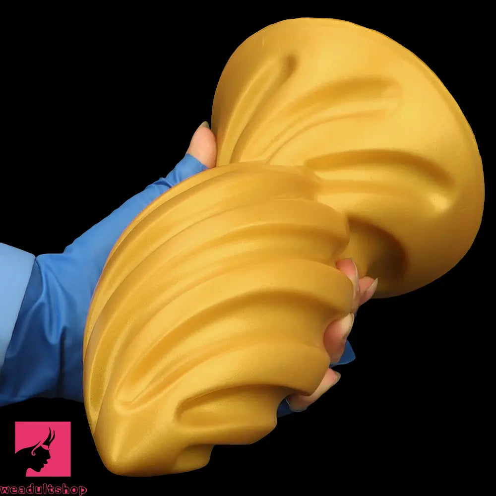 6.49in 7.67in 9.05in 9.84in Golden Silicone Spiral Thread Women Dildo