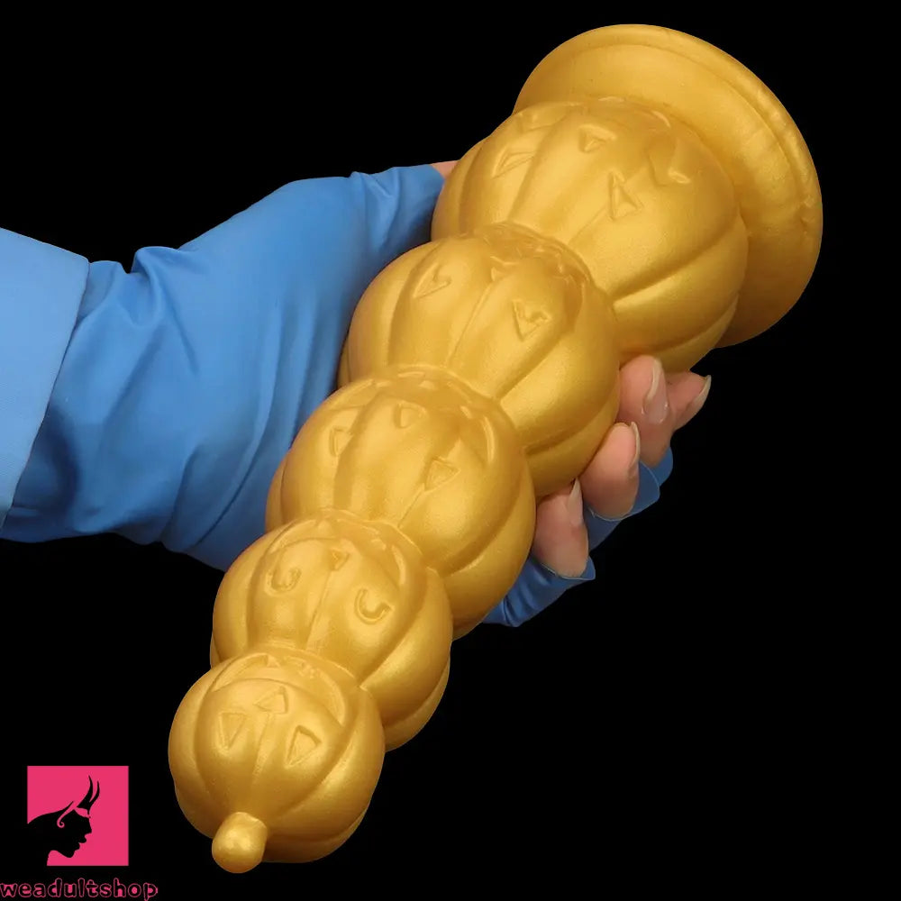 7.28in 8.66in 9.84in Golden Silicone Halloween Pumpkin Anal Odd Dildo
