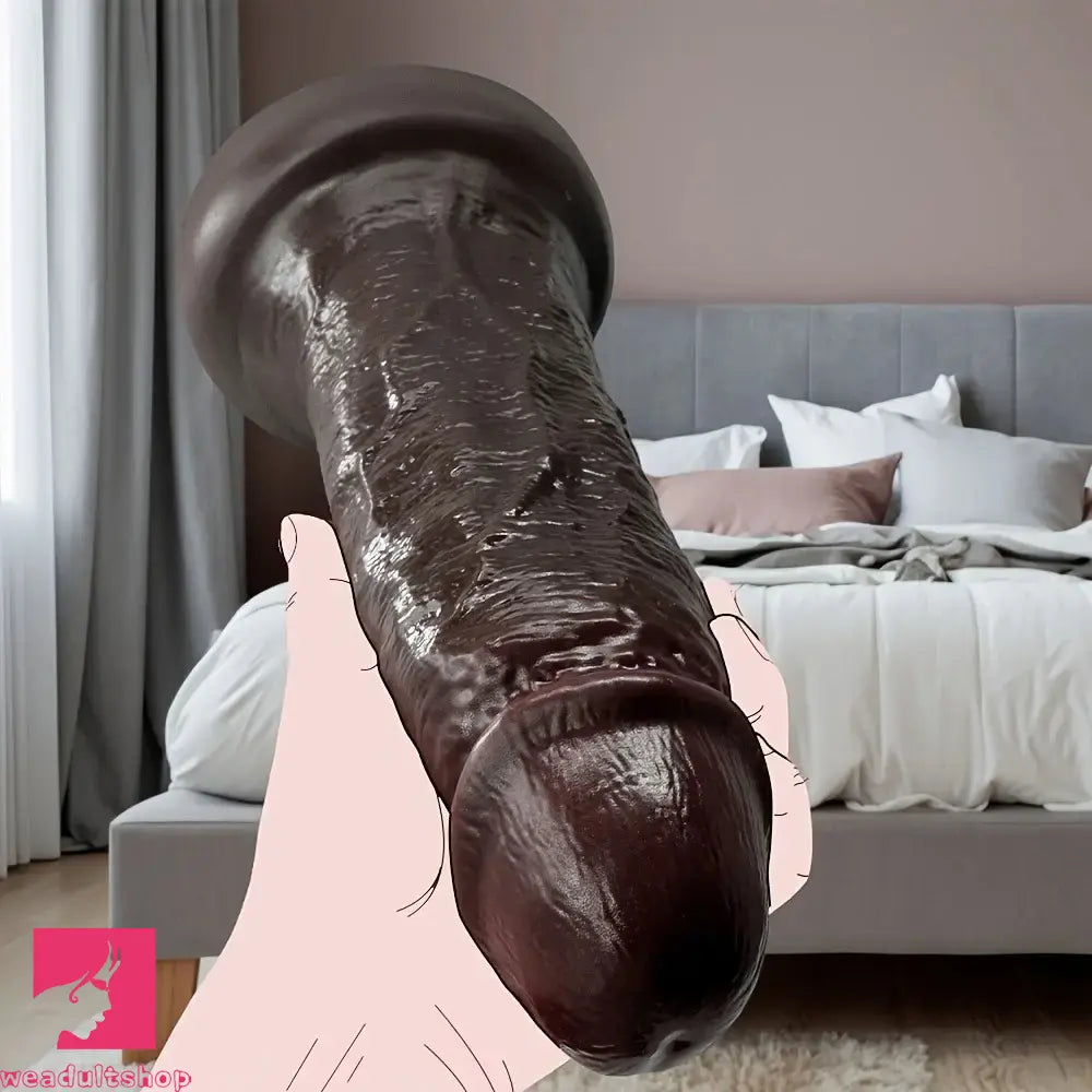 7.08in 8.85in 11.02in 12.79in Realistic Thick Big Soft Silicone Ebony Dildo