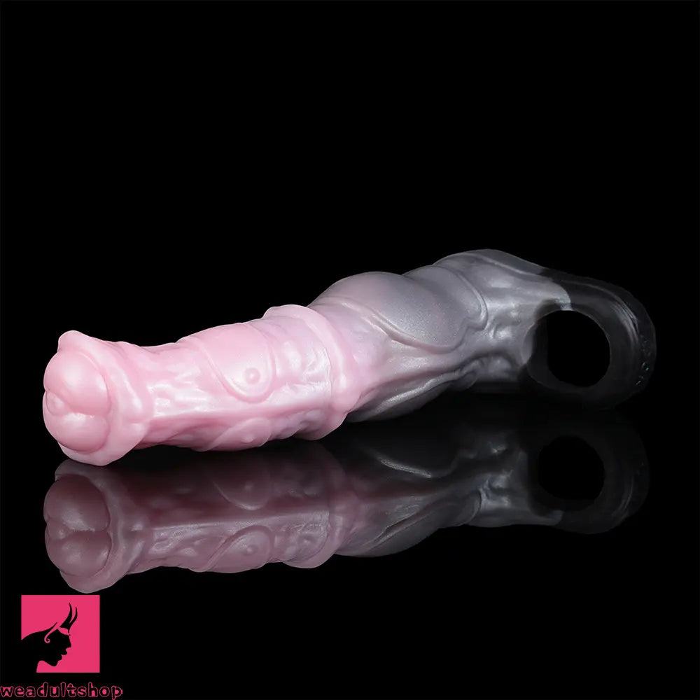 7.48in Horse Cock Silicone Sleeve Soft Leather Armor Design Hollow Sleeve
