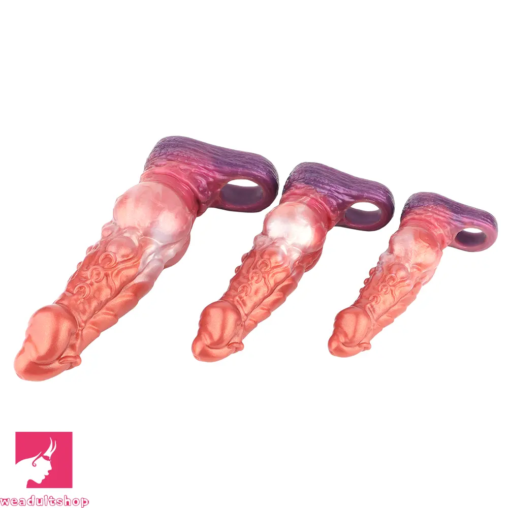 6.85in 8.11in 9.84in Dragon Monster Knot Silicone Dildo For Sleeve Sheath