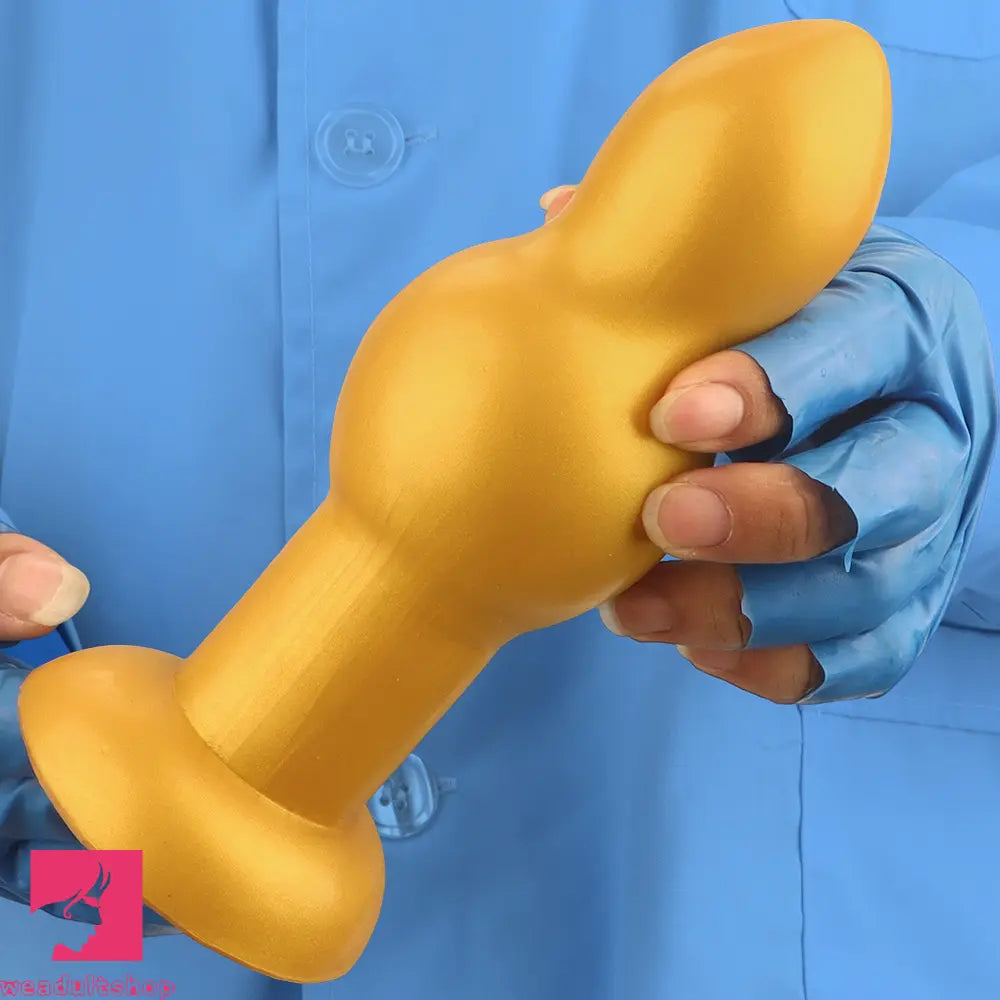 4.53in 5.12in 6.1in 7.48in Silicone Gold Calabash Brothers Alien Anal Dildo