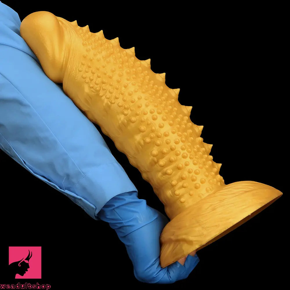 .48in 9.05in 10.62in 12.59in 14.17in Golden Soft Wolf-tooth Spiked Dildo