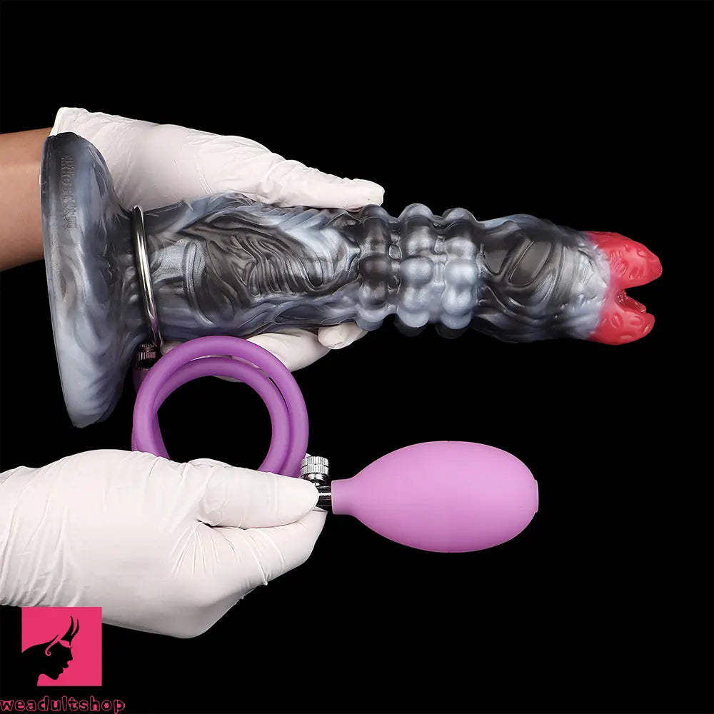 9.88in Ovipositor Egg Laying Inflatable Big Dildo Silicone Penis Texture