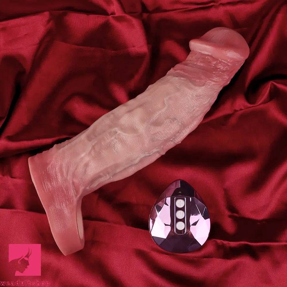 8.78in Realistic Penis Cock Dildo Sleeve Extender Vibrating Remote Sex Toy