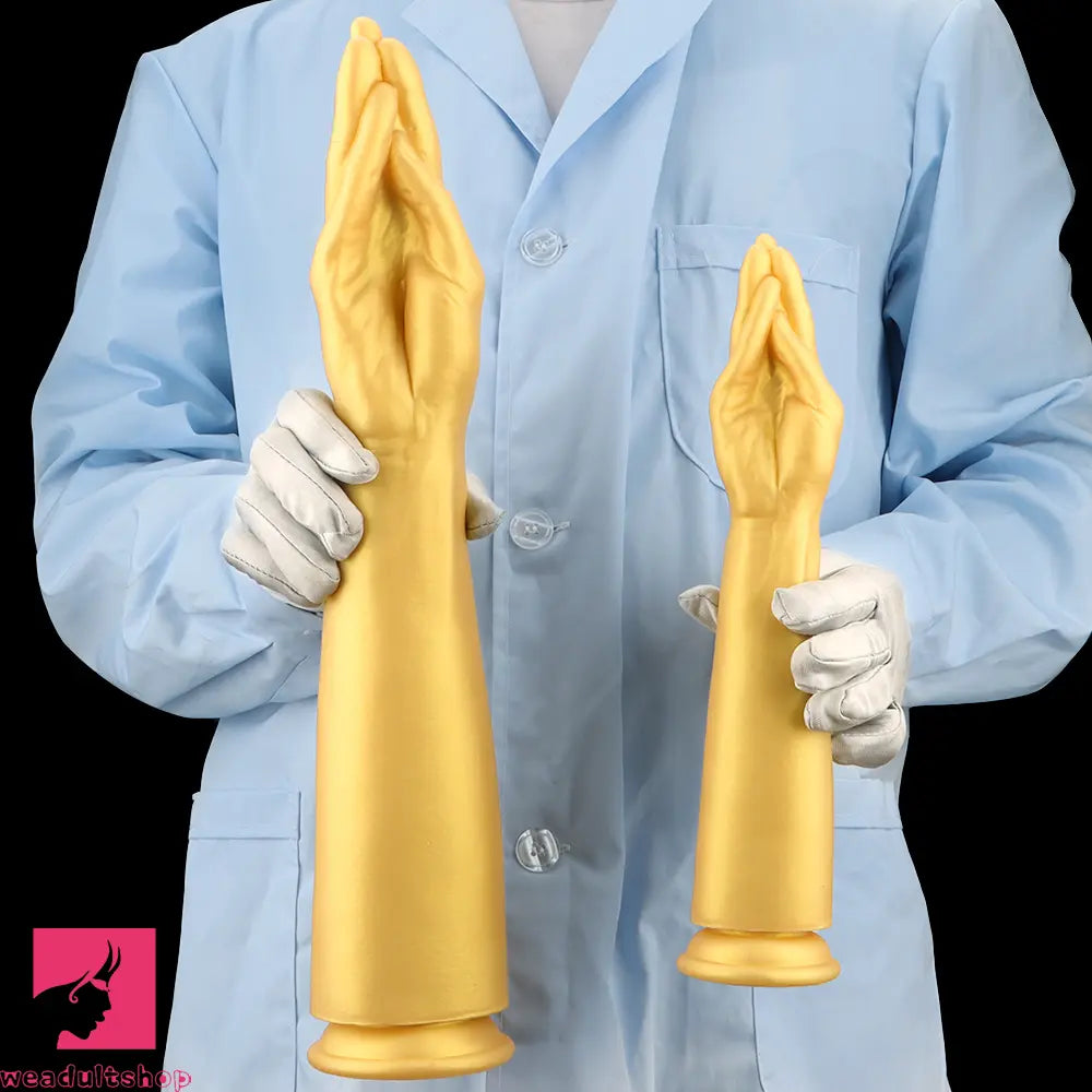 12in 14.17in 16.73in Gold Silicone Fisting Arm Ashes Grade Anal Cock Dildo