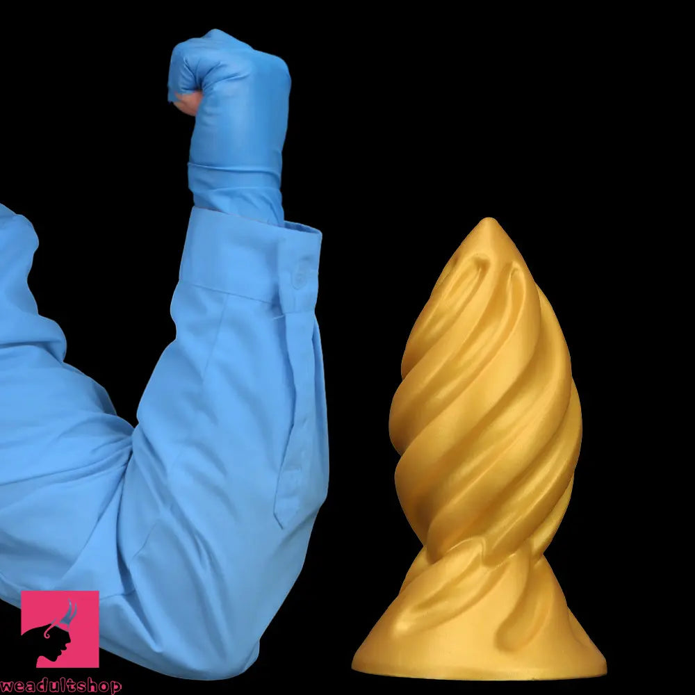 6.49in 7.67in 9.05in 9.84in Golden Silicone Spiral Thread Women Dildo