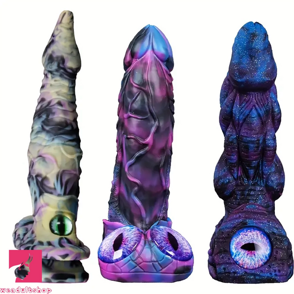 8.58in 9.2in 11in Silicone Fantasy Creature Big Dildo With Real Double Eyes