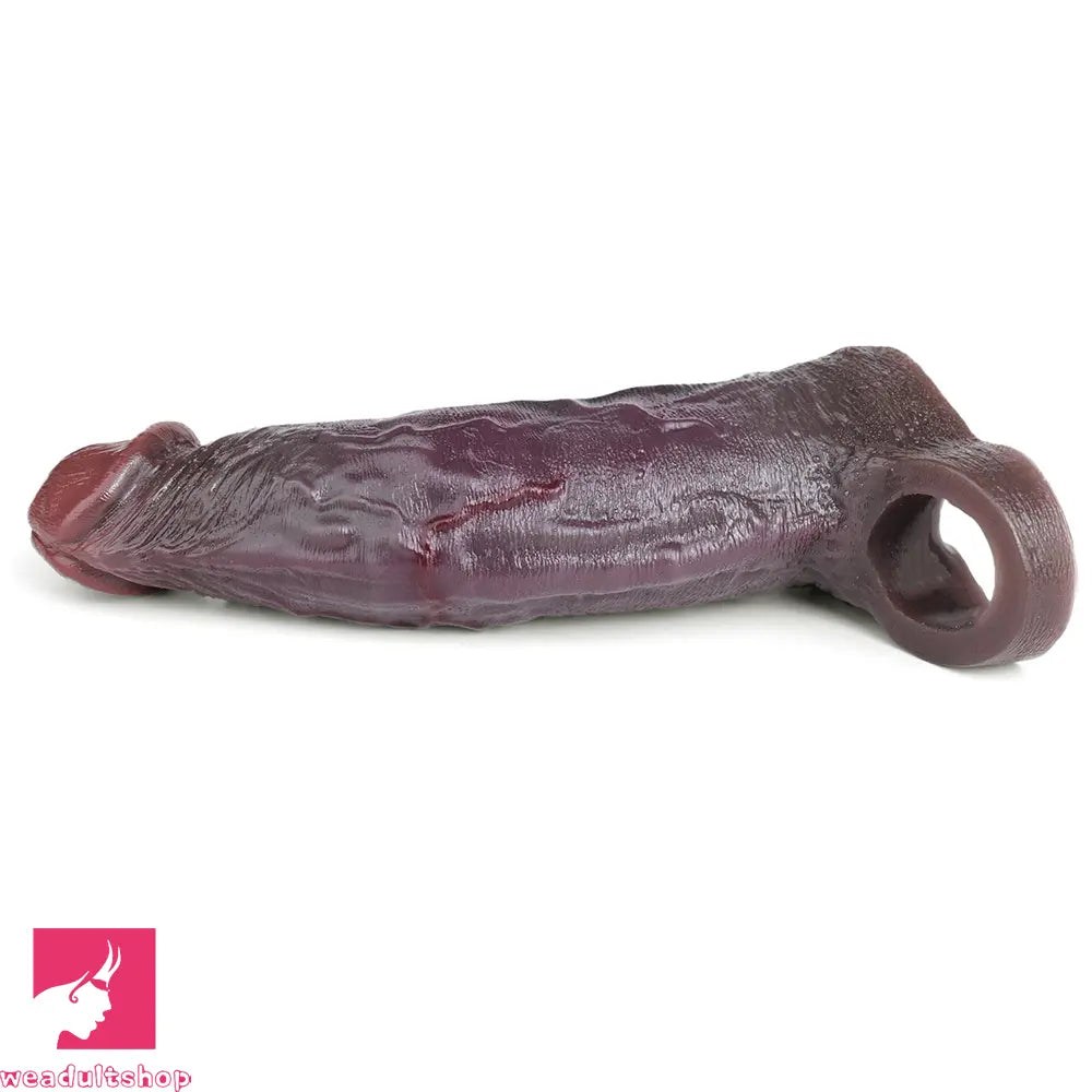7.68in Reusable Silicone Penis Sleeve Super Soft Silicone Dildo Sleeve Toy